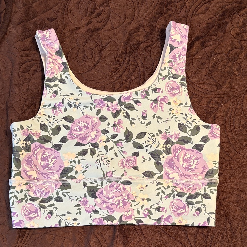 DYI Floral Workout Bra, Sz Large